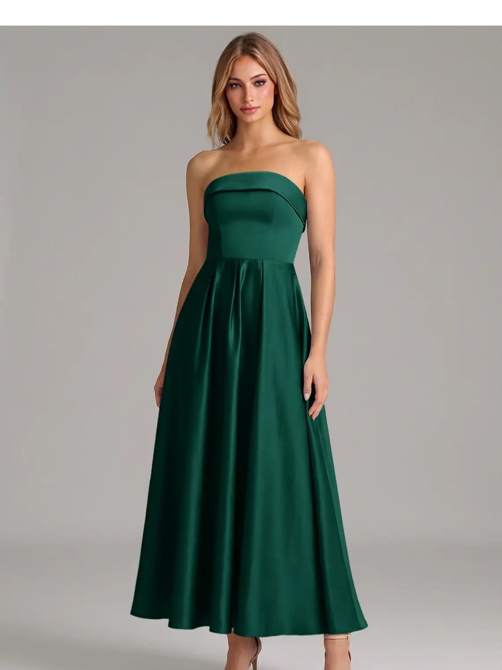 Strapless Emerald Green A-Line Evening Dress - Azazie Lucienne